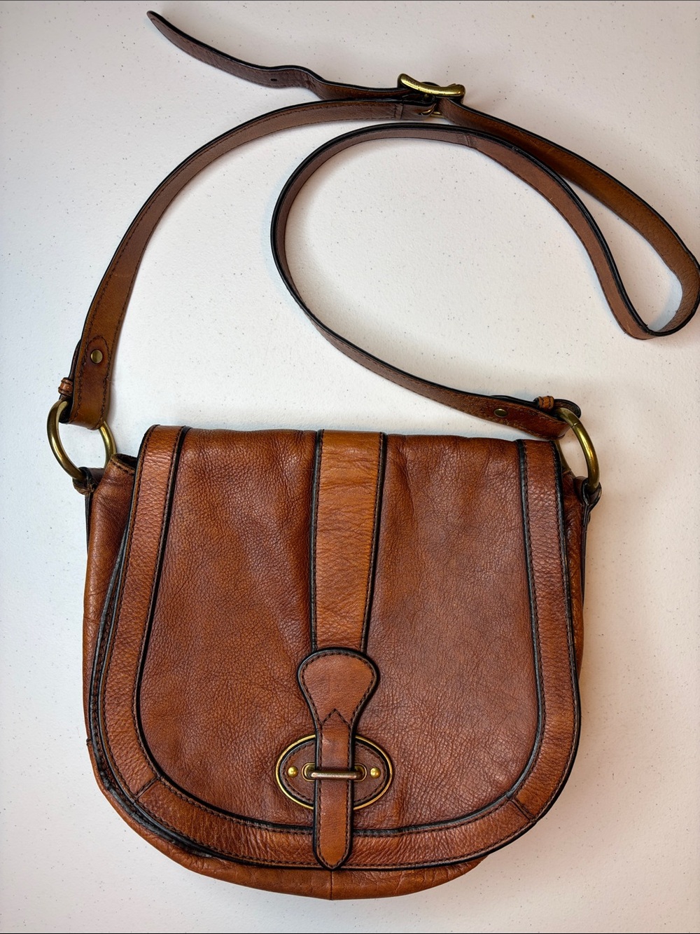 Fossil Vintage Reissue Brown Leather Crossbody Saddle Bag